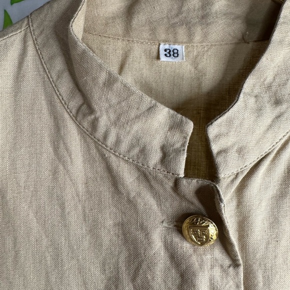 XS Oliver by Garavani Valentino 100% Linen Dress with Gold Embossed Buttons - Picture 3 of 8